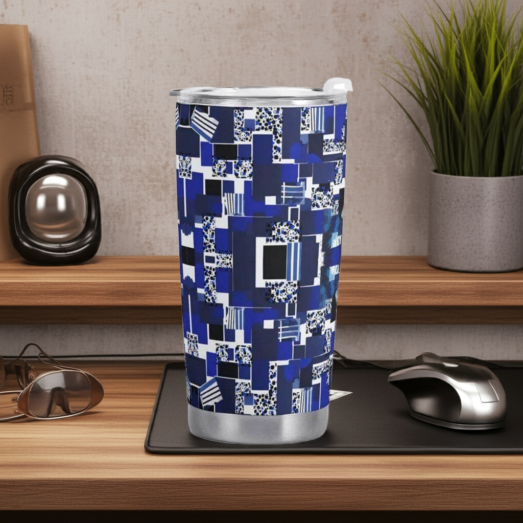 "Blue Matrix" Abstract Tumbler Custom | Iron Phoenix GHG