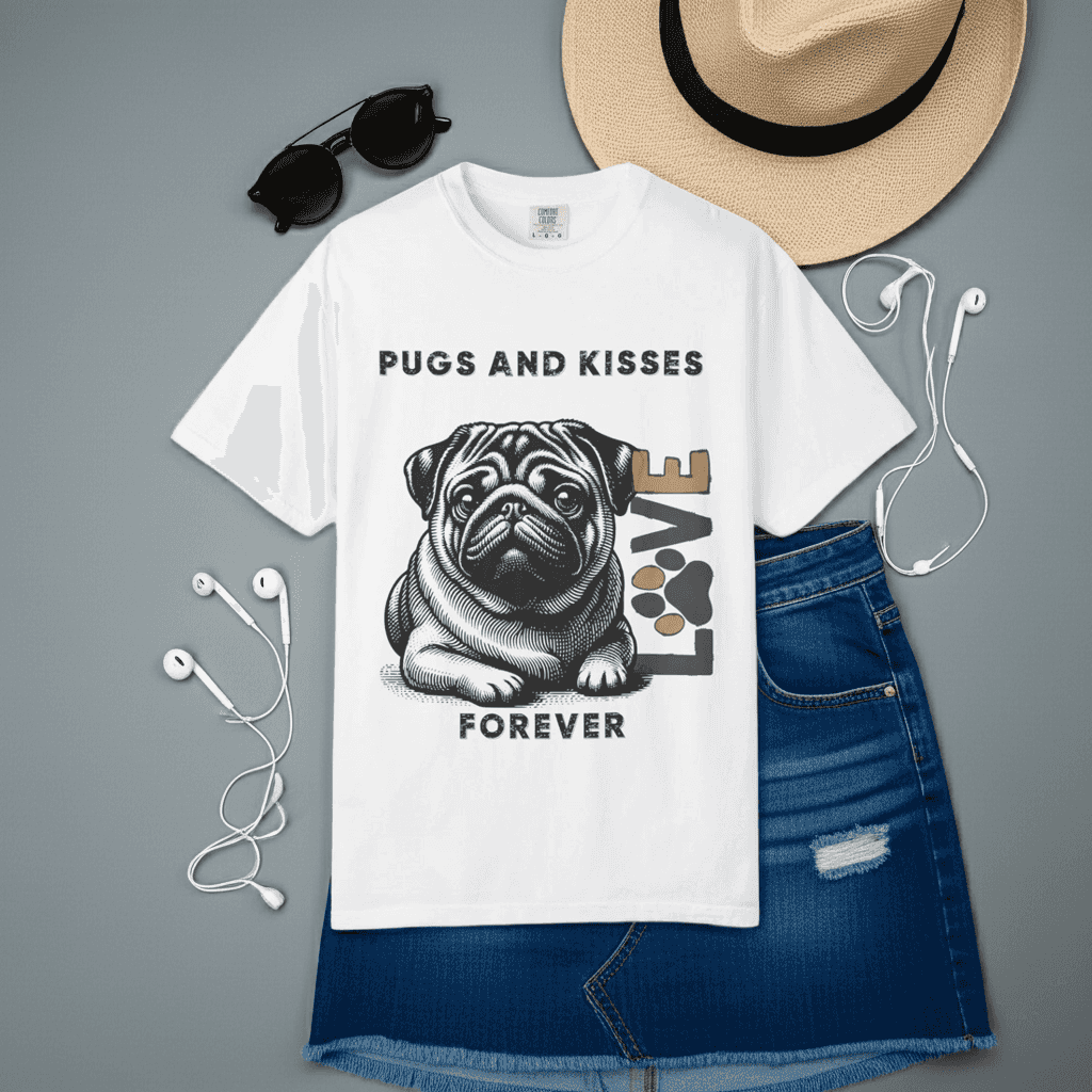 Cute Pug T-shirt - Cute Love Eco-Friendly Comfort Tee - Iron Phoenix GHG