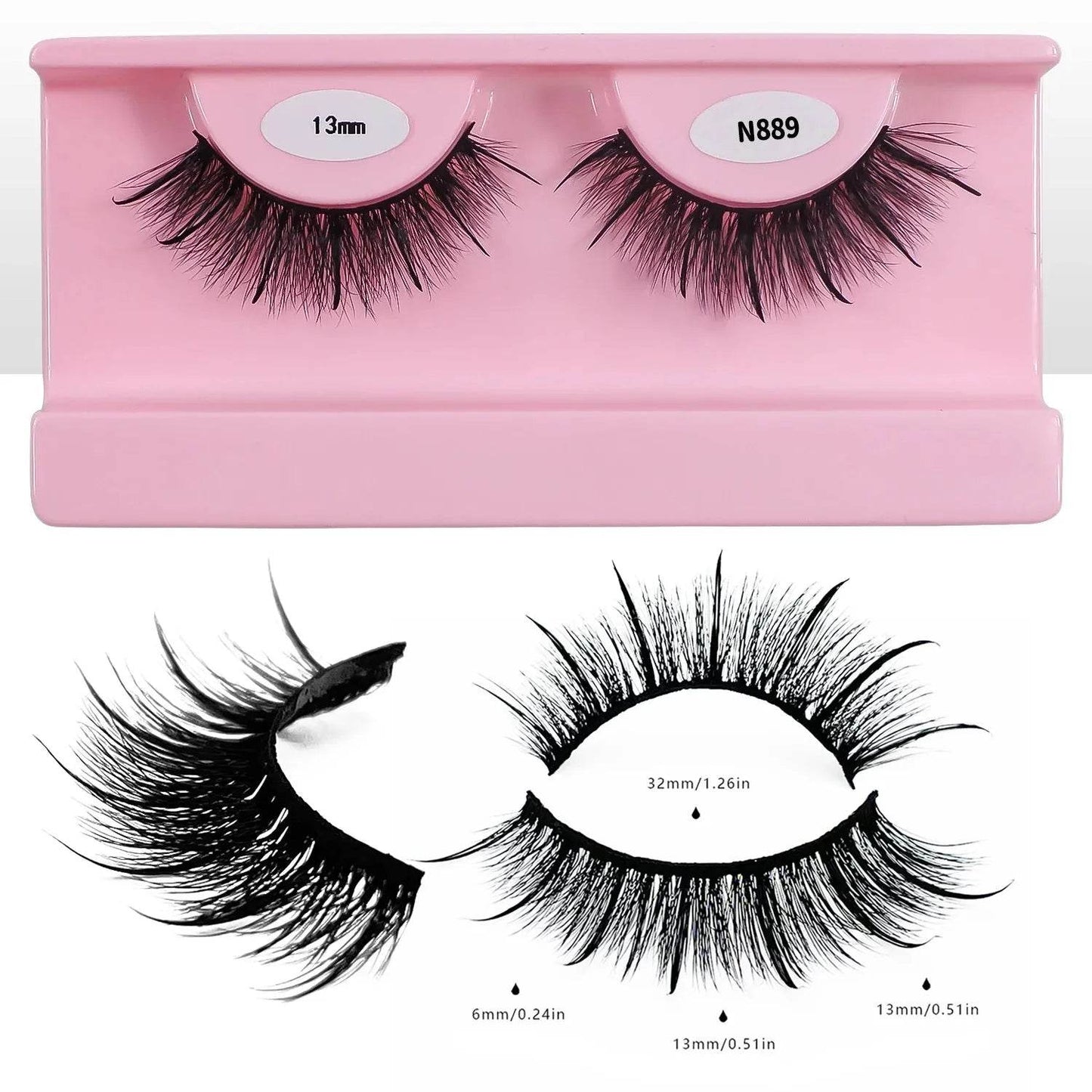 REDSIREN Faux Mink Lash Spikes Wispy Thick Natural Full Strip Lashes New Makeup Fluffy Mink Eyelashes - Iron Phoenix GHG