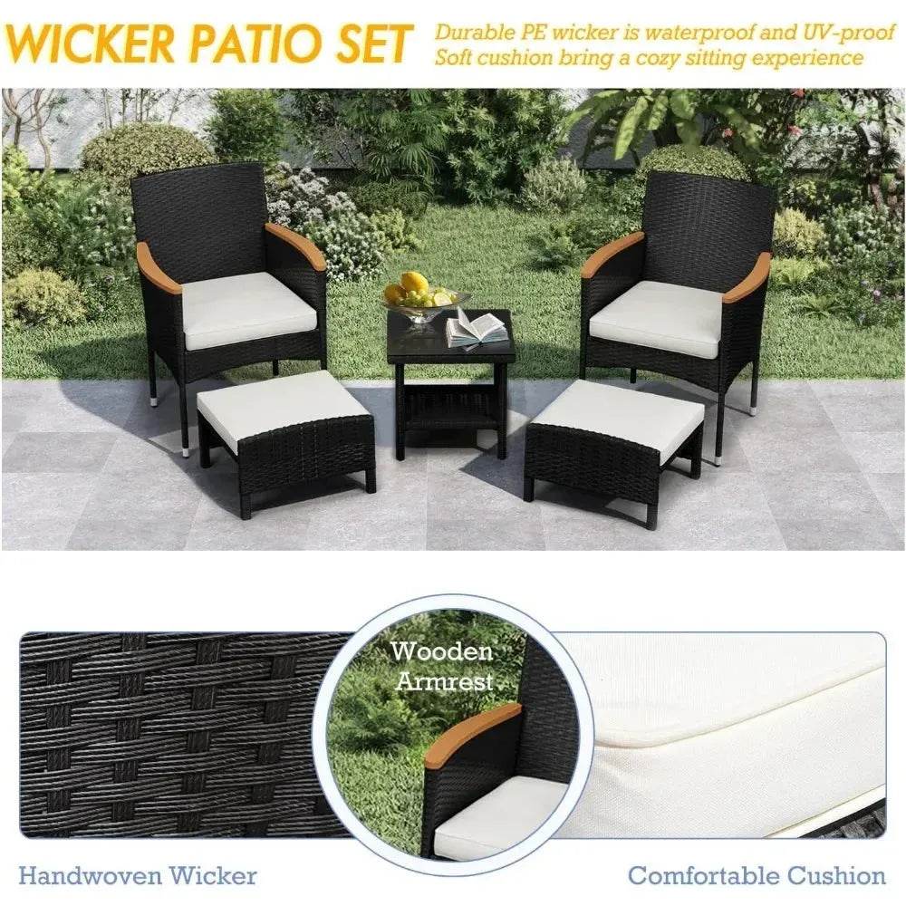 Patio Furniture Set 5PC Wicker - Iron Phoenix GHG