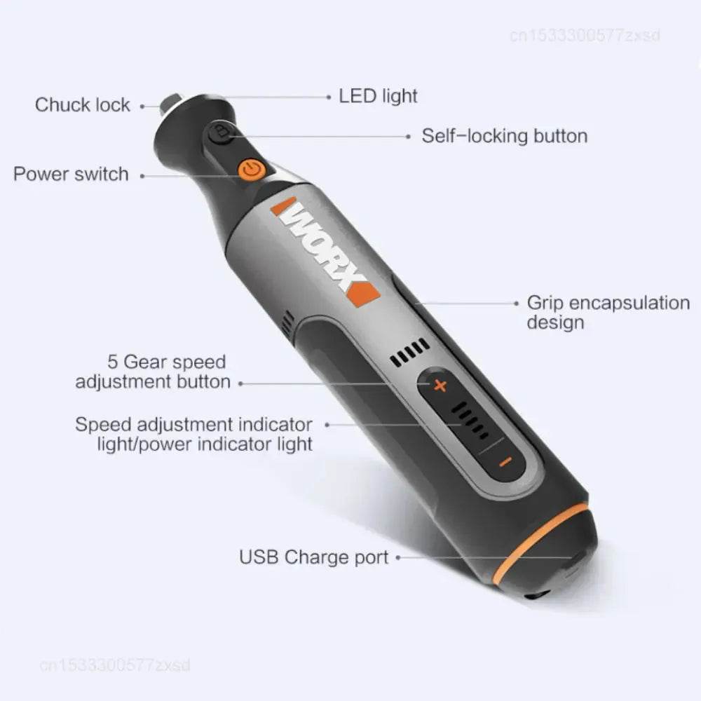 MIJIA 8V Cordless Rotary Tool – 28000RPM, USB Charging, 30+ Accessories - Iron Phoenix GHG
