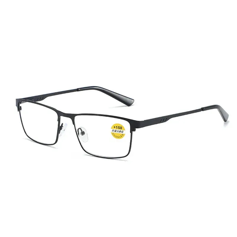Men Square Metal Large Frame Reading Glasses Frame Men Elderly Presbyopia Glasses Blue Light Blocking Eye Protection Eyeglasses - Iron Phoenix GHG