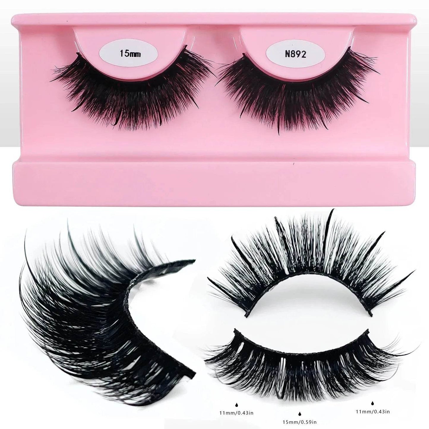 REDSIREN Faux Mink Lash Spikes Wispy Thick Natural Full Strip Lashes New Makeup Fluffy Mink Eyelashes - Iron Phoenix GHG