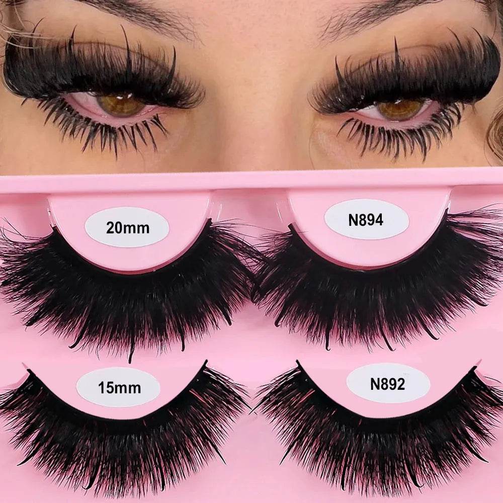 REDSIREN Faux Mink Lash Spikes Wispy Thick Natural Full Strip Lashes New Makeup Fluffy Mink Eyelashes - Iron Phoenix GHG