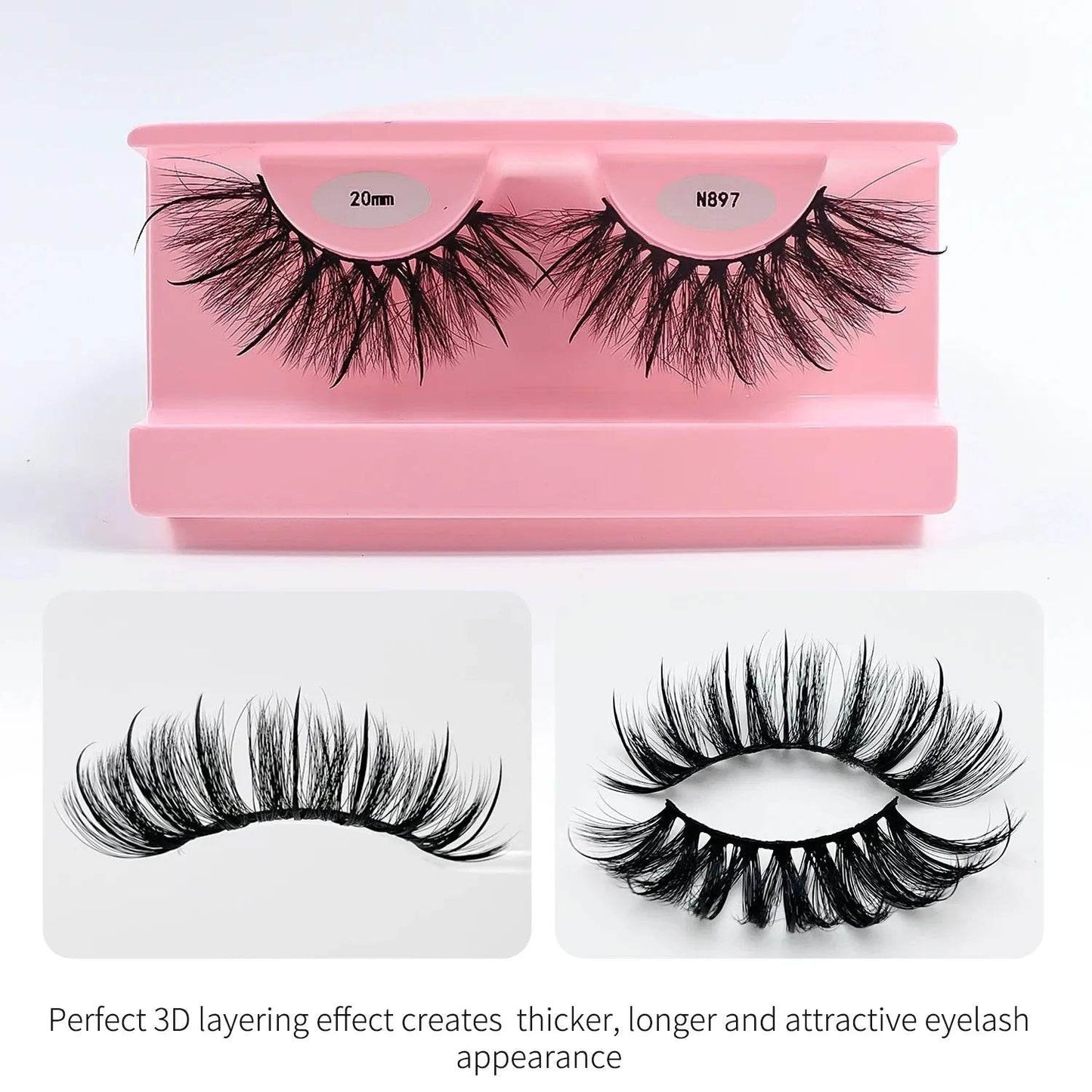 REDSIREN Faux Mink Lash Spikes Wispy Thick Natural Full Strip Lashes New Makeup Fluffy Mink Eyelashes - Iron Phoenix GHG