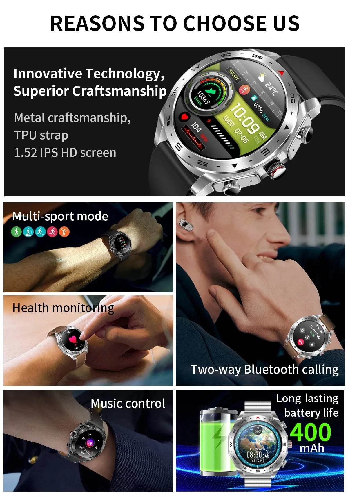 2-in-1 Smart Watch with Earphone (by TechTrend) Eco 2025 - Iron Phoenix GHG