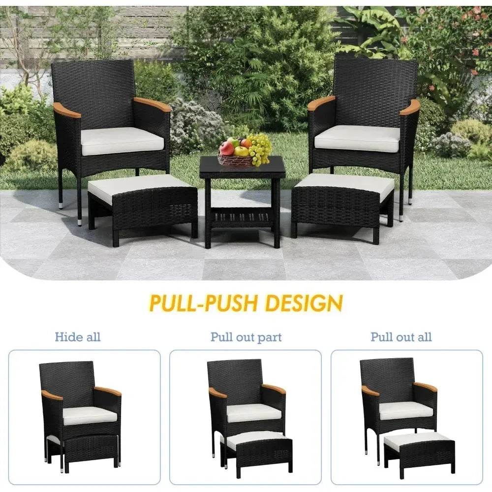 Patio Furniture Set 5PC Wicker - Iron Phoenix GHG