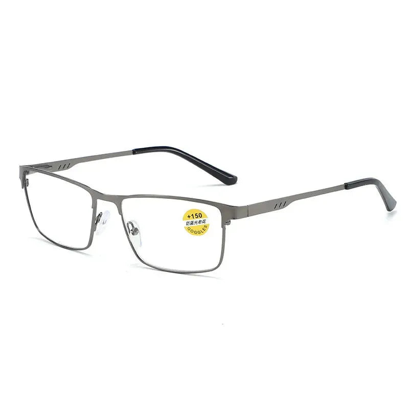 Men Square Metal Large Frame Reading Glasses Frame Men Elderly Presbyopia Glasses Blue Light Blocking Eye Protection Eyeglasses - Iron Phoenix GHG