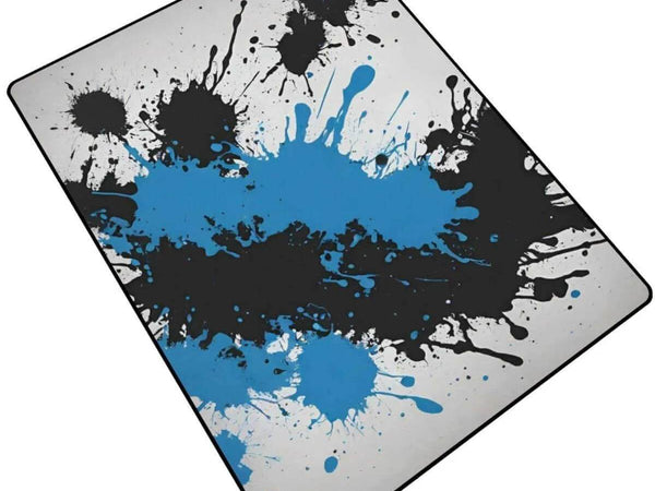 Blue Black Paint Splatter Rug | Gaming and Yoga Mat - Iron Phoenix GHG
