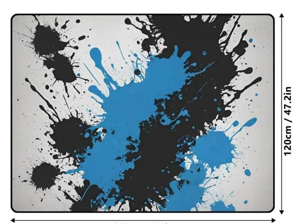Blue Black Paint Splatter Rug | Gaming and Yoga Mat - Iron Phoenix GHG