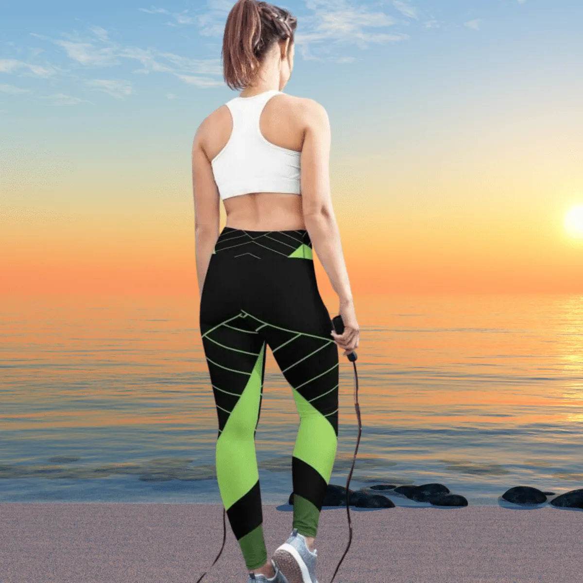 Alive Green & Black Yoga Leggings - Gamer Style - Iron Phoenix GHG