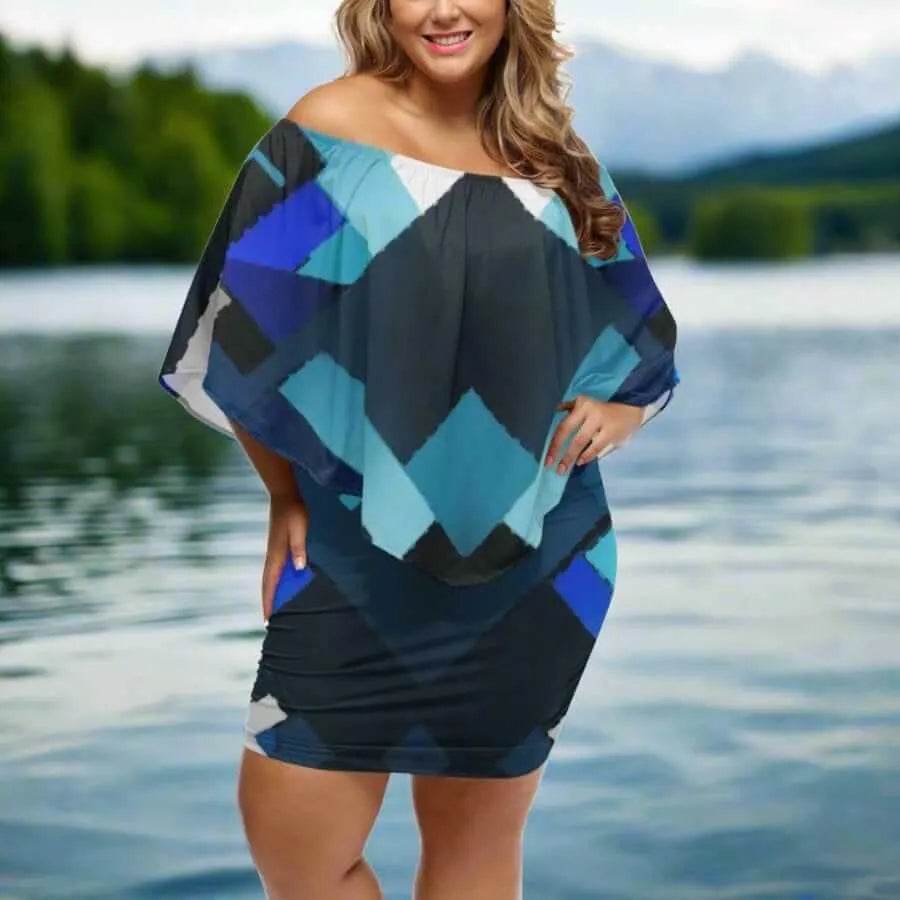 "Azure Mosaic" | Blue Wrap Dress | Iron Phoenix GHG - Iron Phoenix GHG