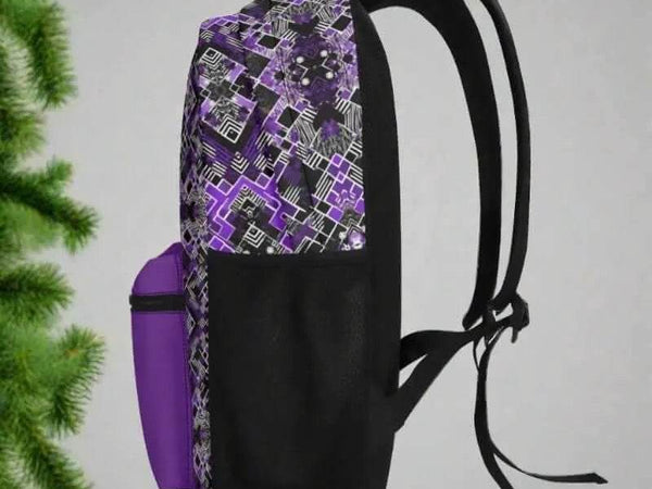 Purple Glitch Backpack | Modern Cyberpunk School Bag - Iron Phoenix GHG