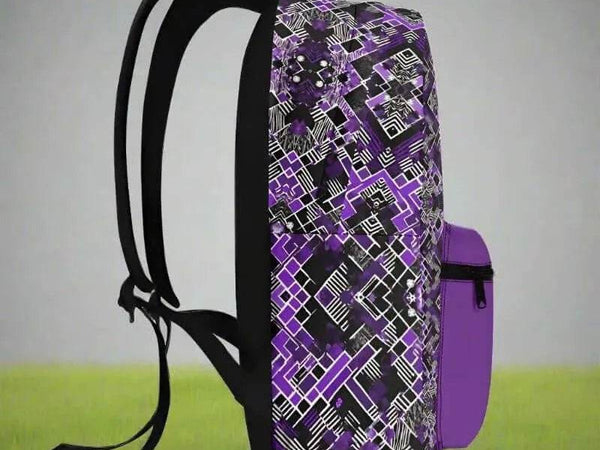 Purple Glitch Backpack | Modern Cyberpunk School Bag - Iron Phoenix GHG