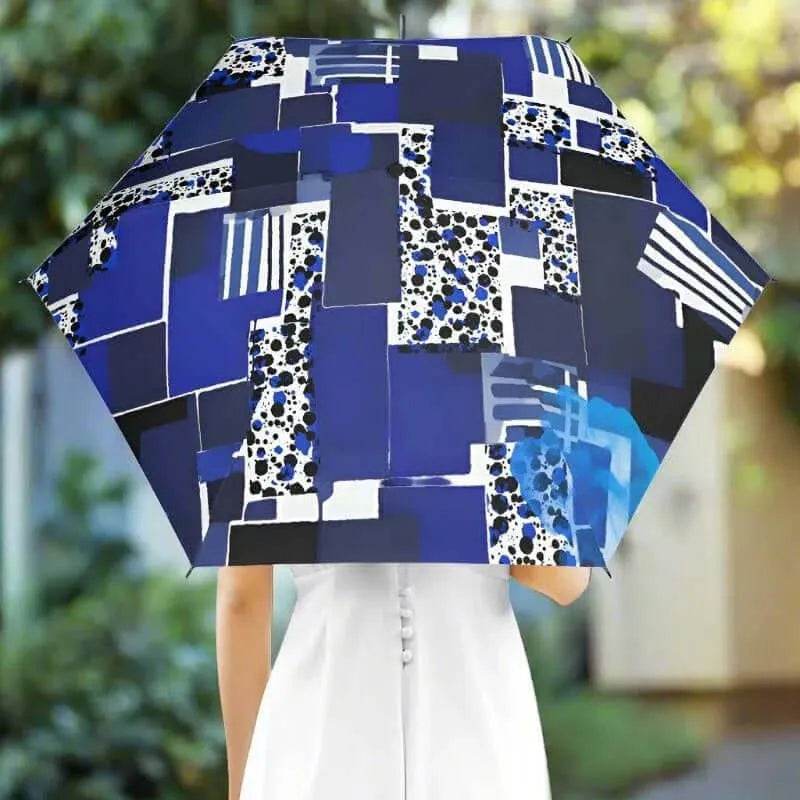 "Blue Matrix" Geometric Print Umbrella | Iron Phoenix GHG - Iron Phoenix GHG