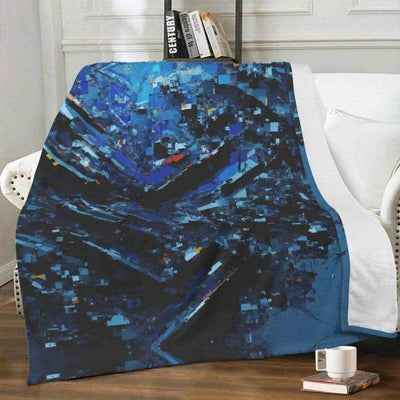 Digital Glitch Blanket | Blue Cyberpunk Gamer Throw