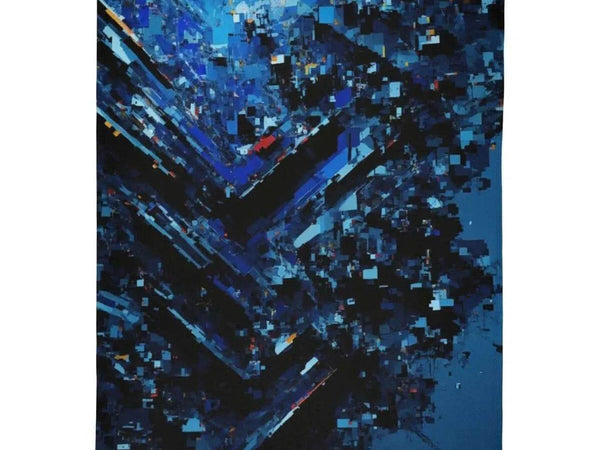 Digital Glitch Blanket | Blue Cyberpunk Gamer Throw - Iron Phoenix GHG
