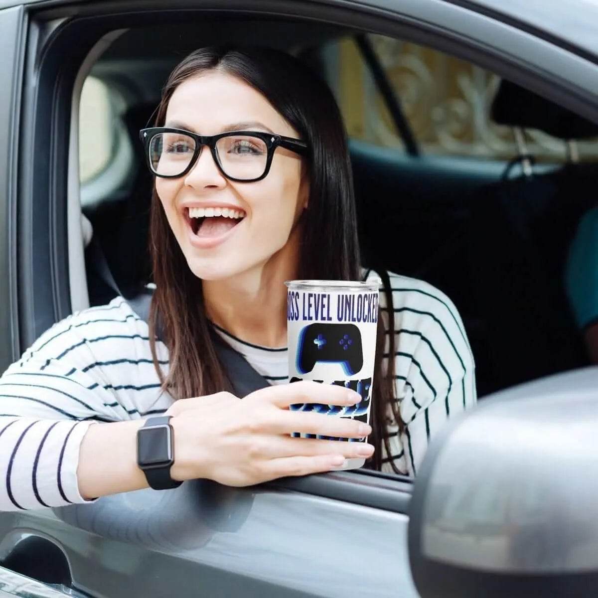 Car Cup Holder for Gamers - Galactic Design Travel Mug with Heat Retention - Iron Phoenix GHG