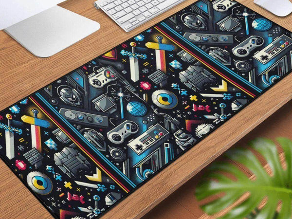 Pixel Gamer Desk Mat | Retro Gaming Armory Mouse Pad - Iron Phoenix GHG