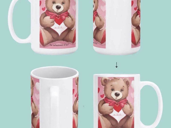 Teddy Bear Love Mug | Cute Valentines Day Coffee Cup - Iron Phoenix GHG