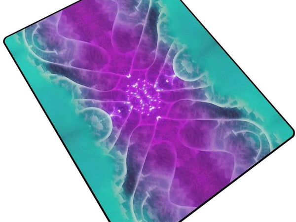 Galactic Radiance | Abstract Teal and Purple Rug - Iron Phoenix GHG