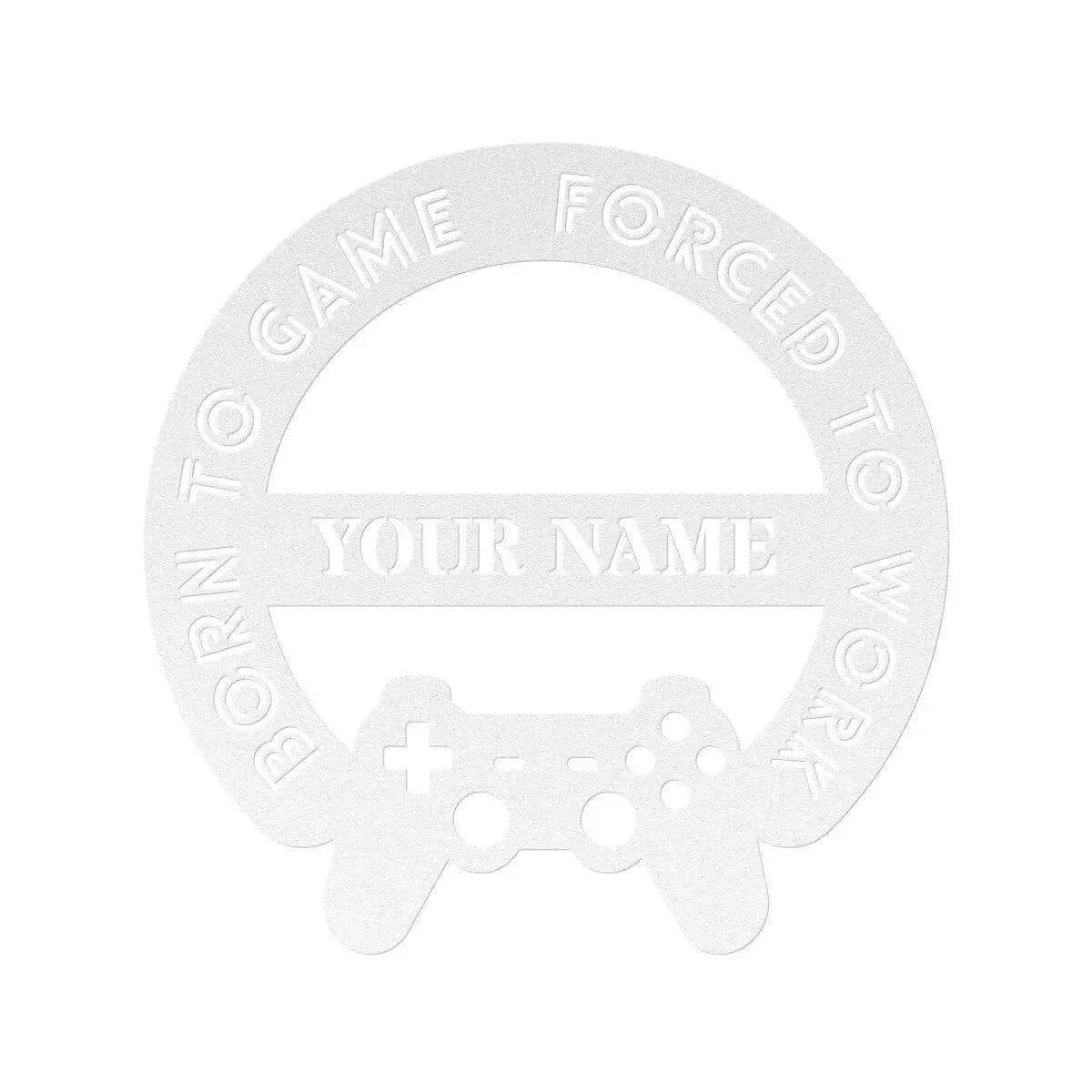 Die-Cut Metal Sign Born to Game Forced to Work - Iron Phoenix GHG