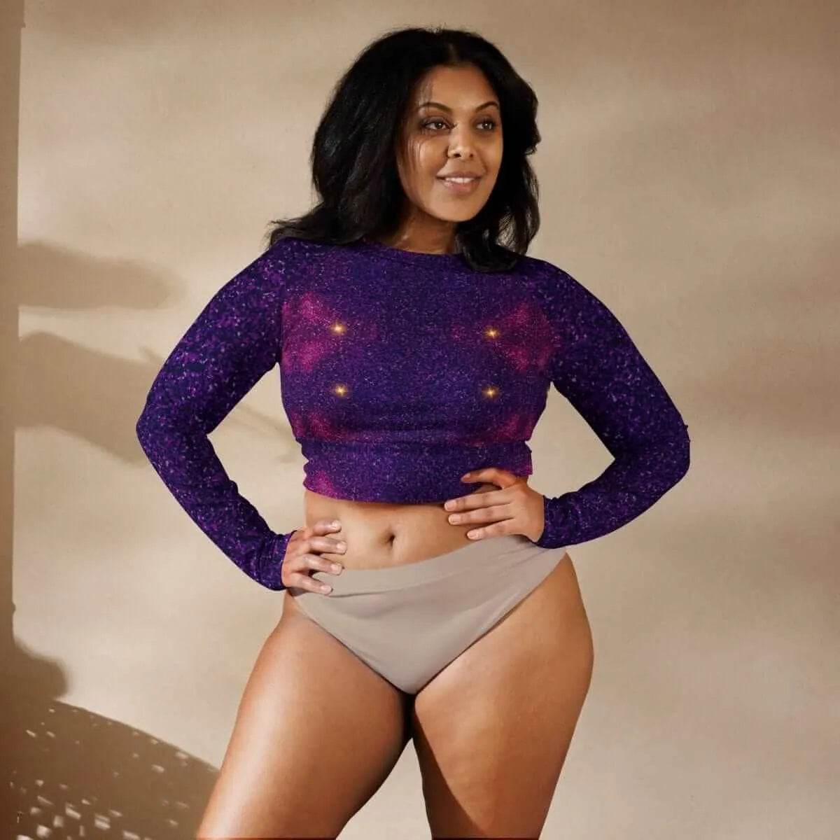 Eco-Friendly Purple Recycled Crop Top for Sustainable Fashion - Iron Phoenix GHG