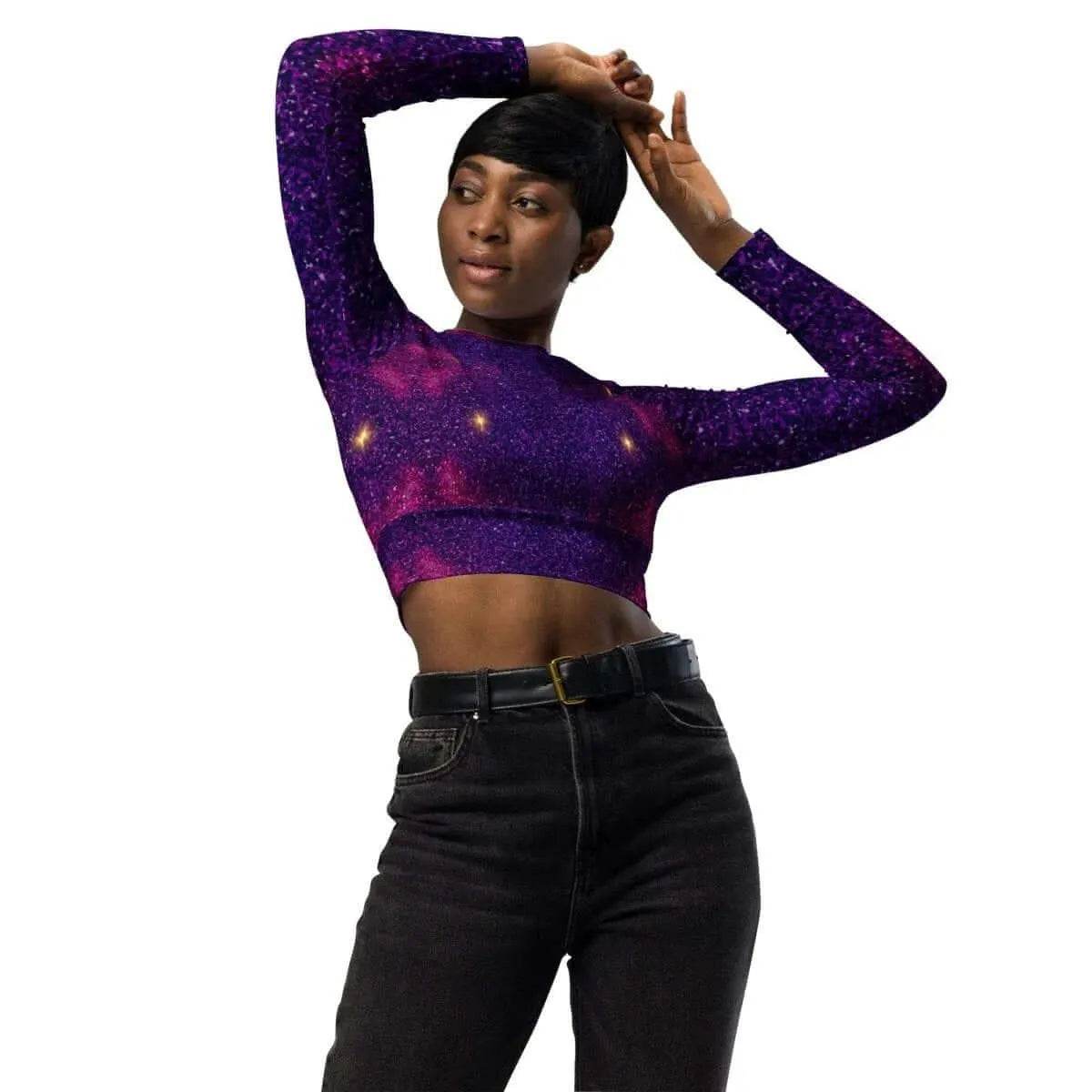 Eco-Friendly Purple Recycled Crop Top for Sustainable Fashion - Iron Phoenix GHG