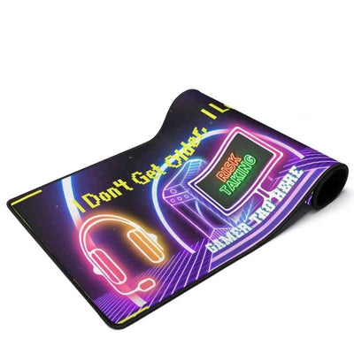 Level Up Gaming Desk Mat | Neon Gamer Slogan Mouse Pad