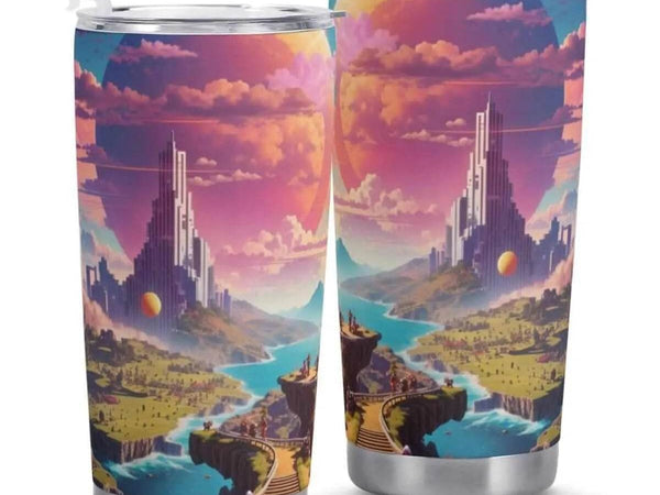 Fantasy Landscape Tumbler | Gamer Adventure Travel Mug - Iron Phoenix GHG