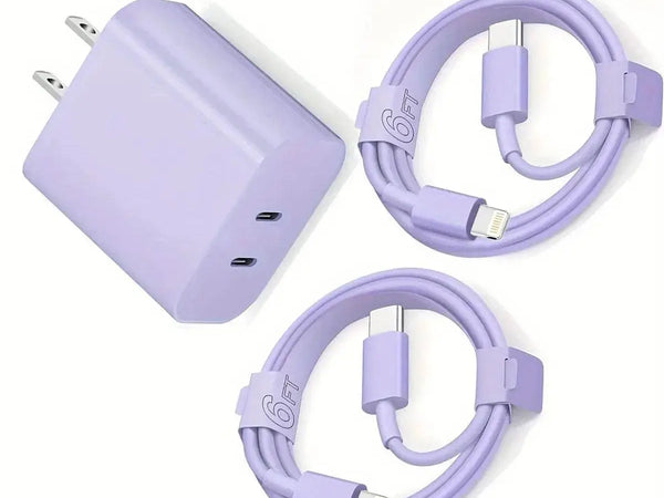 Fast Phone Charger Dual USBC with Lightning Cables - Iron Phoenix GHG