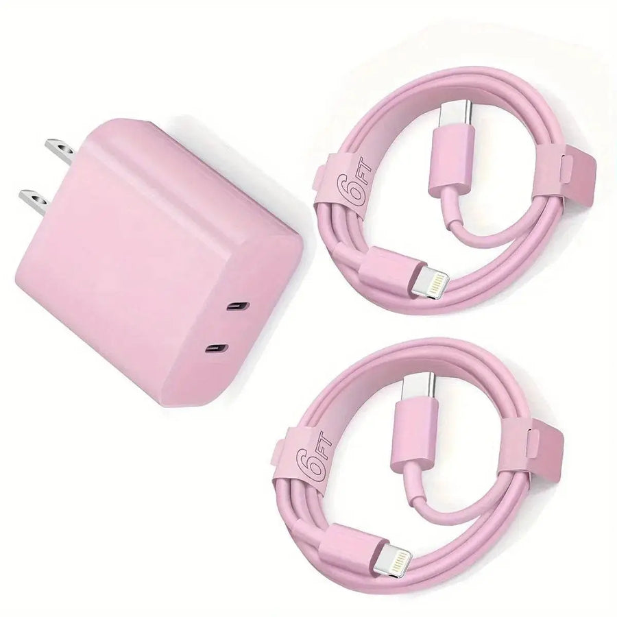 Fast Phone Charger Dual USBC with Lightning Cables - Iron Phoenix GHG