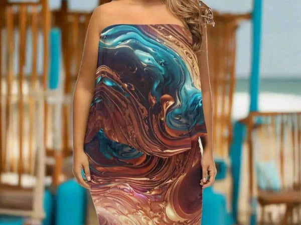 "Liquid Metal" Abstract Print Wrap Dress| Iron Phoenix GHG - Iron Phoenix GHG
