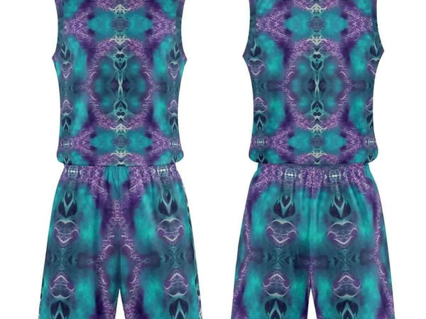 Abstract Sports Jersey Set | Teal Purple Gaming Uniform - Iron Phoenix GHG