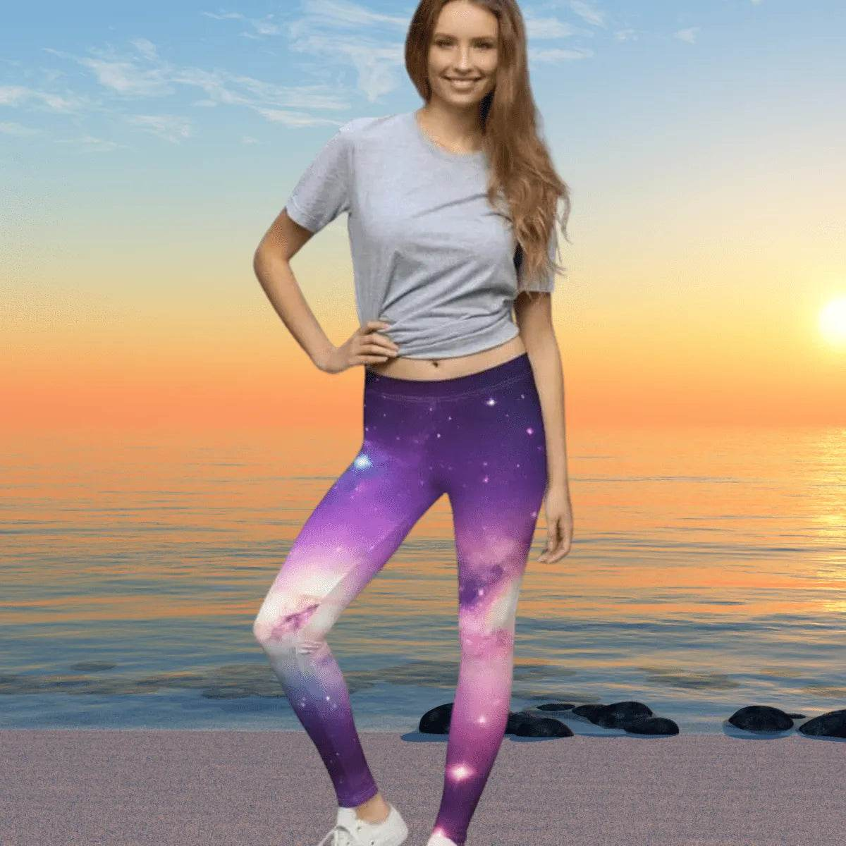 Galaxy Print Leggings - Solar System Workout Pants - Iron Phoenix GHG