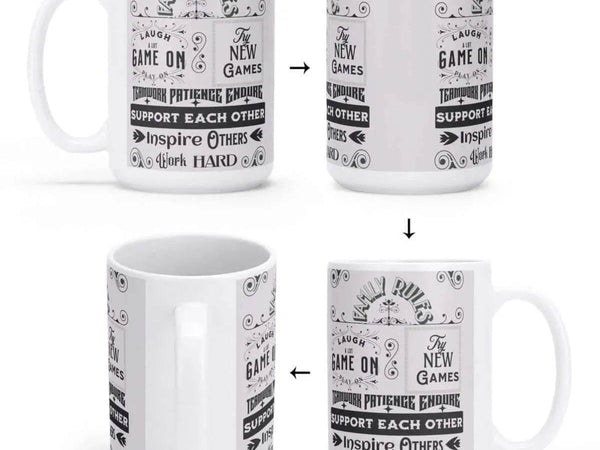 Gamer Family Rules Mug | Positive Gaming Coffee Cup - Iron Phoenix GHG