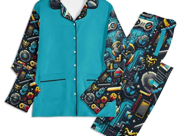 Custom Teal Gamer Pajamas | Personalized Loungewear - Iron Phoenix GHG
