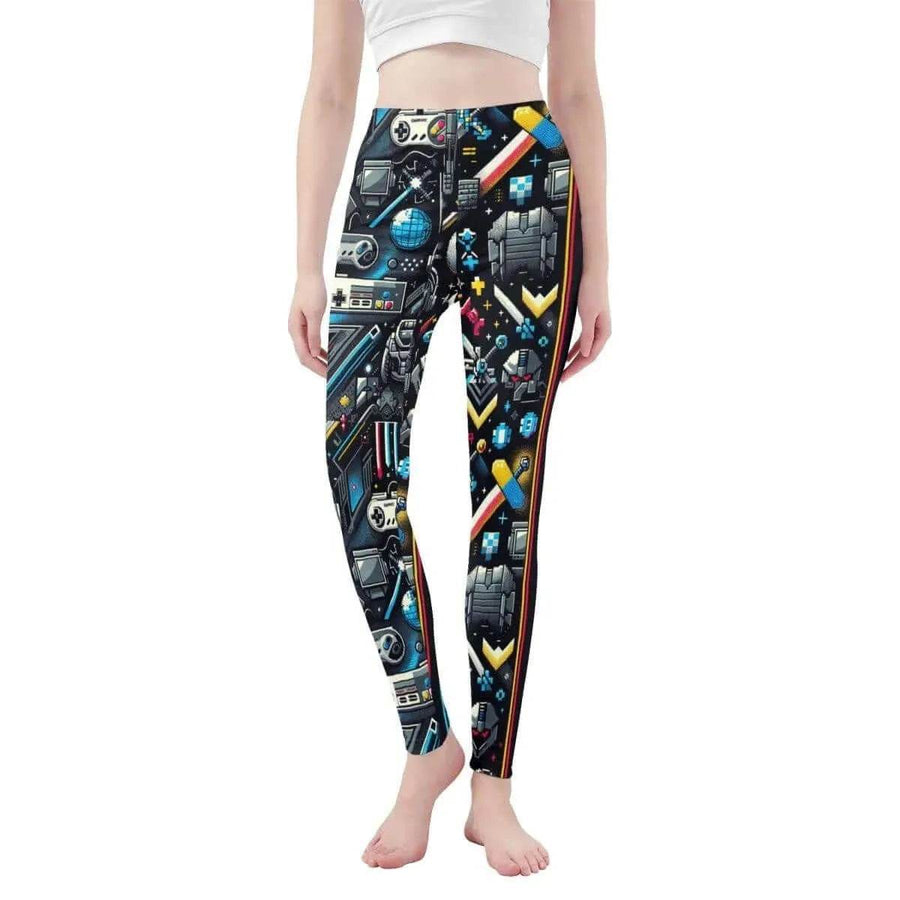 Pixel Art Gaming Leggings | Retro Gamer Yoga Tights - Iron Phoenix GHG