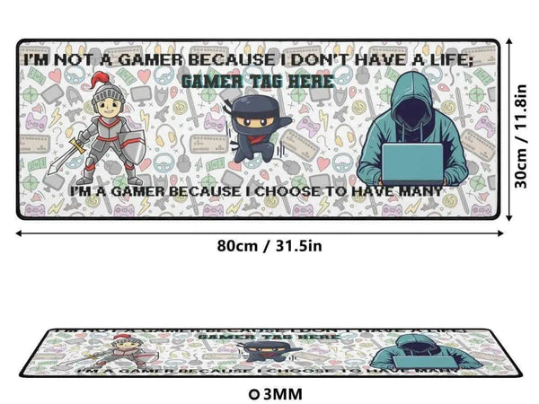 Gamer Slogan Desk Mat | Knight and Ninja Gaming Mouse Pad - Iron Phoenix GHG