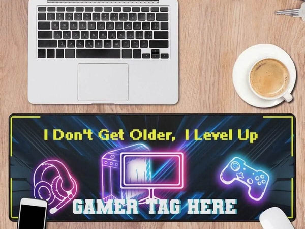 Level Up Gamer Desk Mat | Personalized Slogan Mouse Pad - Iron Phoenix GHG