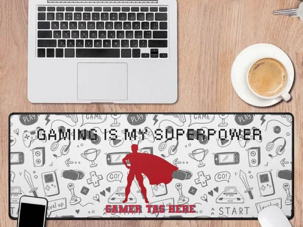 Gaming Superpower Desk Mat | Superhero Slogan Mouse Pad - Iron Phoenix GHG