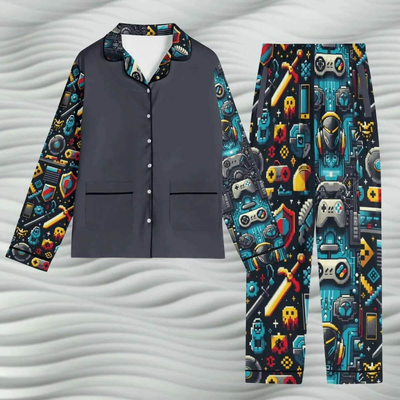 Personalized Gamer Pajamas | Retro Pixel Art Loungewear - Iron Phoenix GHG