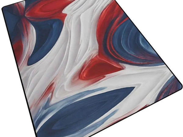 Abstract Red White Blue Rug | Gaming and Yoga Mat - Iron Phoenix GHG