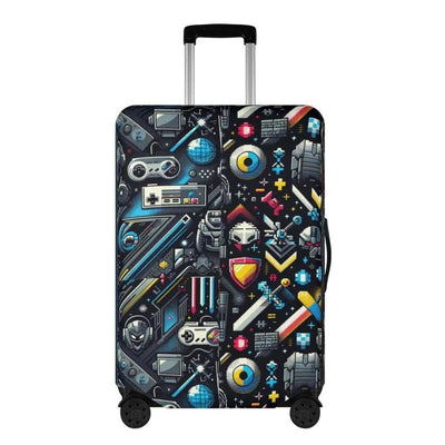Retro Gamer Luggage Cover | Pixel Art Travel Protector - Iron Phoenix GHG