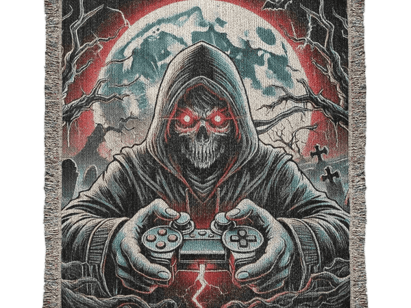 Gothic Skeleton Blanket for Gamers - Eerie Themed Gaming Decor - Iron Phoenix GHG