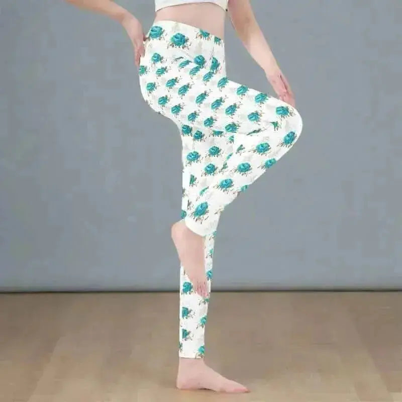 Green Rose Women's Leggings - Stylish Comfortable Activewear - Iron Phoenix GHG