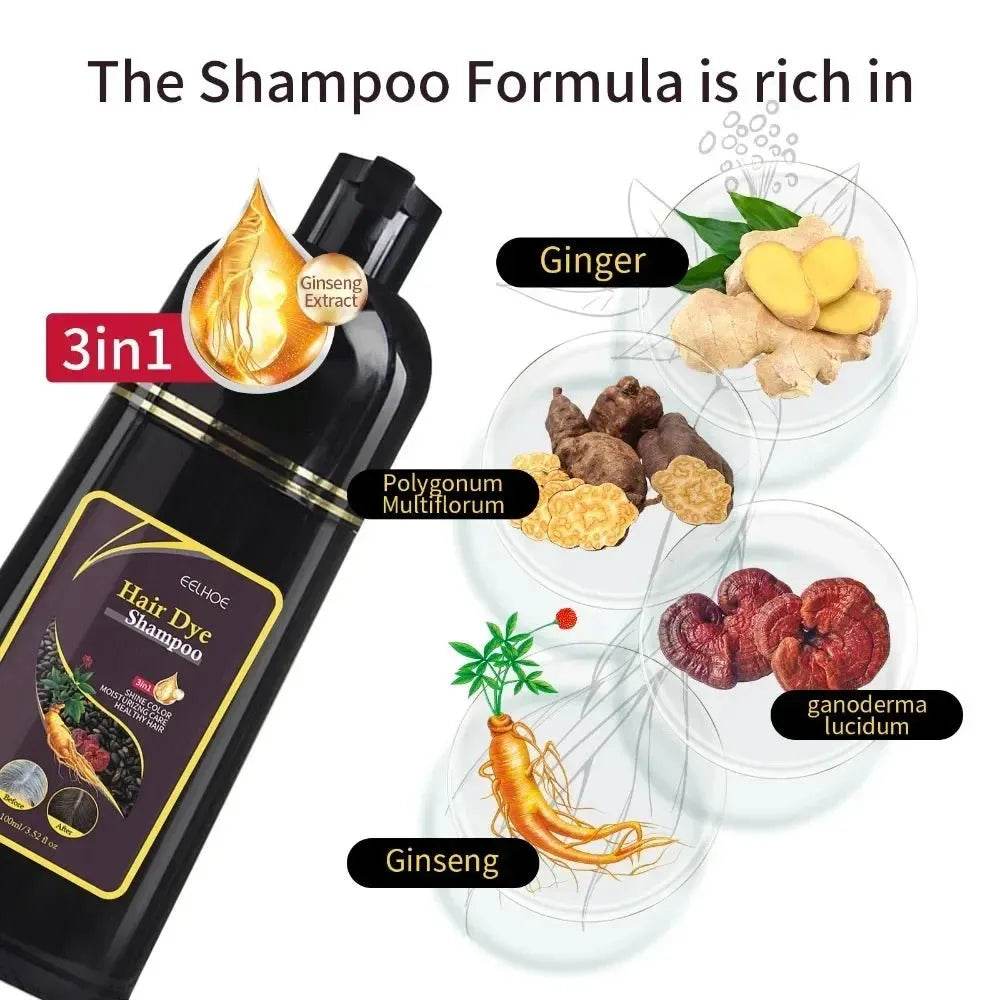 Herbal Hair Dye Shampoo - Dark Brown/Black - Iron Phoenix GHG