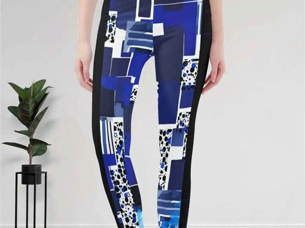 Blue Mosaic Print Leggings | PvP Gaming and Yoga Tights - Iron Phoenix GHG