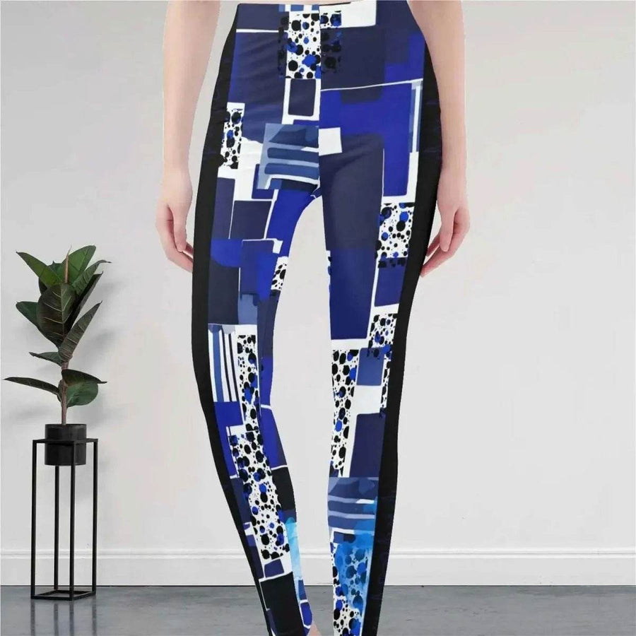 Blue Mosaic Print Leggings | PvP Gaming and Yoga Tights - Iron Phoenix GHG