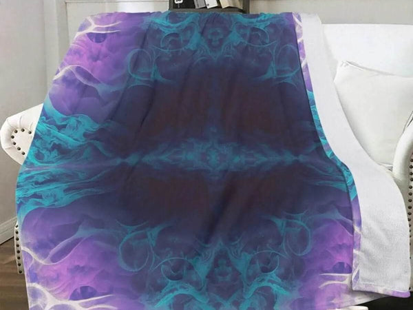 Kaleidoscope Fleece Blanket | Purple Teal Abstract Throw - Iron Phoenix GHG